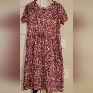 Tickled Teal Red Floral Kids Dress